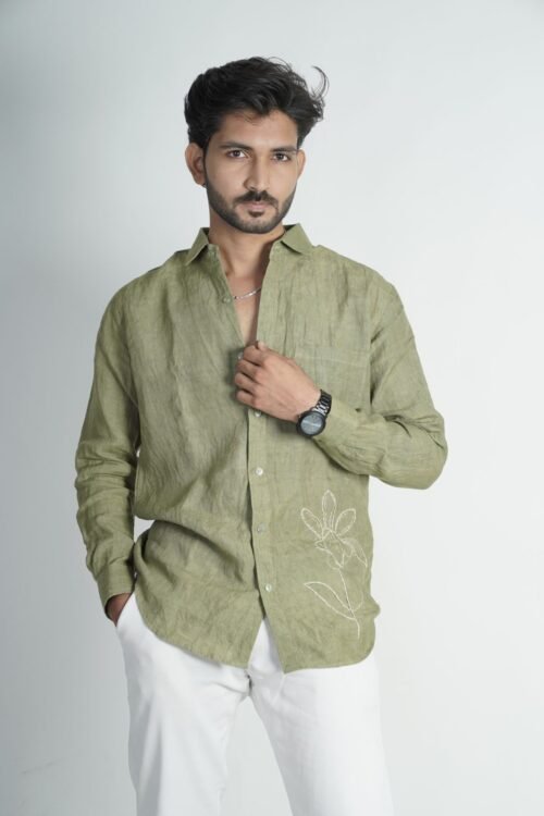 Olive Linen Shirt