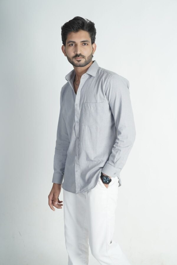 Grey khadi cotton shirt - Image 2