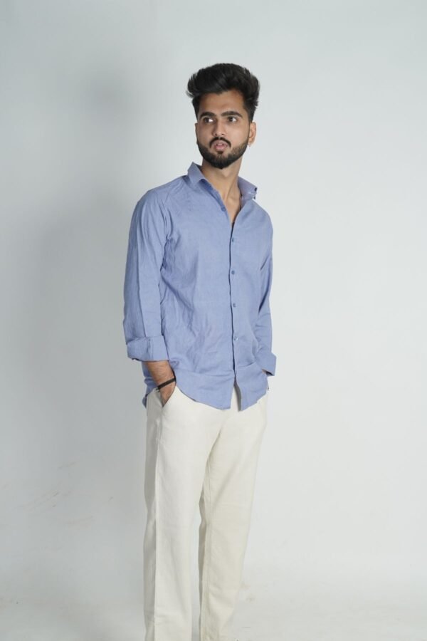 Blue khadi cotton shirt - Image 2