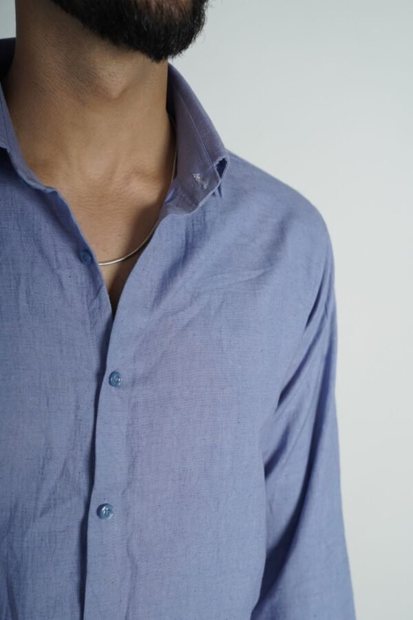 Blue khadi cotton shirt - Image 3